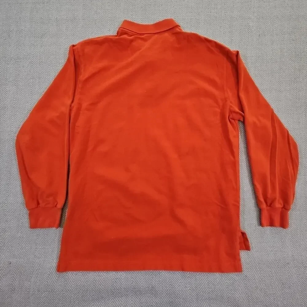 Polo Ralph Lauren Rugby Shirt Men's‎ Large Orange Pony Long Sleeve Cotton Y2K